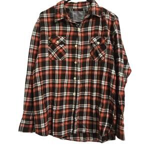 Slade Wilder Men Red Black White Plaid Flannel Button Front Long Sleeve Shirt L